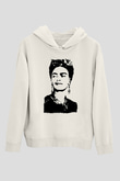 Frida Kahlo Beyaz Unisex Kapüşonlu Sweatshirt