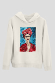 Frida Kahlo Beyaz Unisex Kapüşonlu Sweatshirt