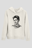 Frida Kahlo Beyaz Unisex Kapüşonlu Sweatshirt
