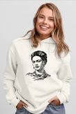 Frida Kahlo Beyaz Unisex Kapüşonlu Sweatshirt
