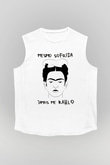 Frida Kahlo Beyaz Unisex Kolsuz Tişört