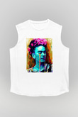 Frida Kahlo Beyaz Unisex Kolsuz Tişört