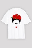 Frida Kahlo Beyaz Unisex Oversize Tişört T-Shirt