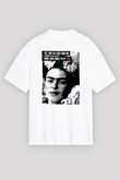 Frida Kahlo Beyaz Unisex Oversize Tişört T-Shirt
