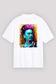 Frida Kahlo Beyaz Unisex Oversize Tişört T-Shirt