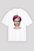 Frida Kahlo Beyaz Unisex Oversize Tişört T-Shirt