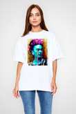 Frida Kahlo Beyaz Unisex Oversize Tişört T-Shirt