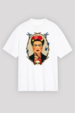 Frida Kahlo Beyaz Unisex Oversize Tişört T-Shirt