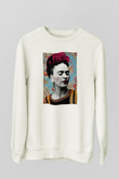 Frida Kahlo Beyaz Unisex Sweatshirt