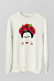 Frida Kahlo Beyaz Unisex Sweatshirt