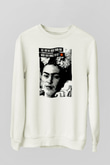 Frida Kahlo Beyaz Unisex Sweatshirt