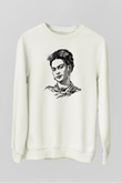 Frida Kahlo Beyaz Unisex Sweatshirt