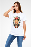 Frida Kahlo Beyaz Unisex Tişört T-Shirt - TişörtFabrikası