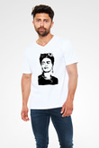 Frida Kahlo Beyaz Unisex V Yaka Tişört