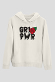 Frida Kahlo Girl Power - Grl Pwr Beyaz Unisex Kapüşonlu Sweatshirt