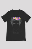 Frida Kahlo Siyah Unisex V Yaka Tişört T-Shirt