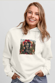 Frida Kahlo Unisex Baskılı Beyaz Kapüşonlu Sweatshirt