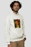 Frida Kahlo Unisex Baskılı Beyaz Kapüşonlu Sweatshirt
