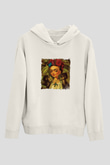 Frida Kahlo Unisex Baskılı Beyaz Kapüşonlu Sweatshirt