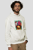 Frida Kahlo Unisex Baskılı Beyaz Kapüşonlu Sweatshirt