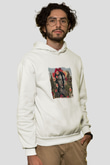 Frida Kahlo Unisex Baskılı Beyaz Kapüşonlu Sweatshirt