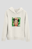 Frida Kahlo Unisex Baskılı Beyaz Kapüşonlu Sweatshirt
