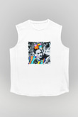 Frida Kahlo Unisex Baskılı Beyaz Kolsuz Tişört