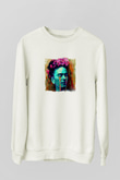 Frida Kahlo Unisex Baskılı Beyaz Sweatshirt