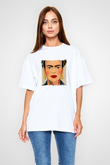 Frida Kahlo Unisex Baskılı Beyaz Tişört