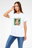 Frida Kahlo Unisex Baskılı Beyaz Tişört