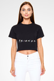 Friends Siyah Crop Top Tişört