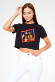 Friends Siyah Crop Top Tişört