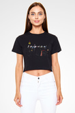 Friends Siyah Crop Top Tişört