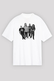 Fu Manchu Baskılı Unisex Beyaz Oversize Tişört