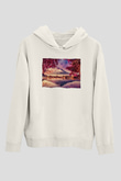 Fuji Dağı Beyaz Unisex Hoodie