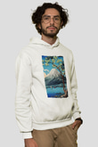 Fuji Dağı Beyaz Unisex Hoodie