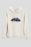 Fuji Dağı Beyaz Unisex Kapşonlu Sweatshirt