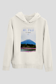 Fuji Dağı Beyaz Unisex Kapşonlu Sweatshirt