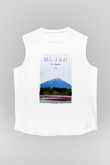 Fuji Dağı Beyaz Unisex Kolsuz Tişört