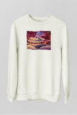 Fuji Dağı Beyaz Unisex Sweatshirt