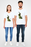 Full Metal Jacket Baskılı Beyaz Unisex V Yaka Tişört
