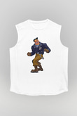 Full Throttle Baskılı Beyaz Unisex Kolsuz Tişört - Tshirt
