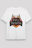 Full Throttle Baskılı Unisex Beyaz Tişört - Tshirt