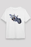 Full Throttle Baskılı Unisex Beyaz Tişört - Tshirt