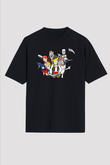 Full Throttle Baskılı Unisex Siyah Oversize Tişört - Tshirt