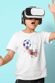 Futbol Baskılı Unisex Beyaz Çocuk Tişört - Tshirt