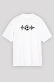 Futbol Baskılı Unisex Beyaz Oversize Tişört - Tshirt