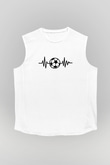 Futbol Baskılı Unisex Kolsuz Beyaz Tişört