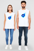 Futbol Baskılı Unisex Kolsuz Beyaz Tişört