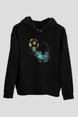 Futbol - Football Baskılı Unisex Siyah Hoodie
